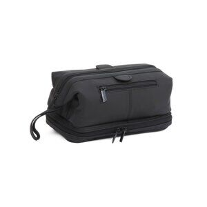 AMERILEATHER Black Leather Toiletry Bag